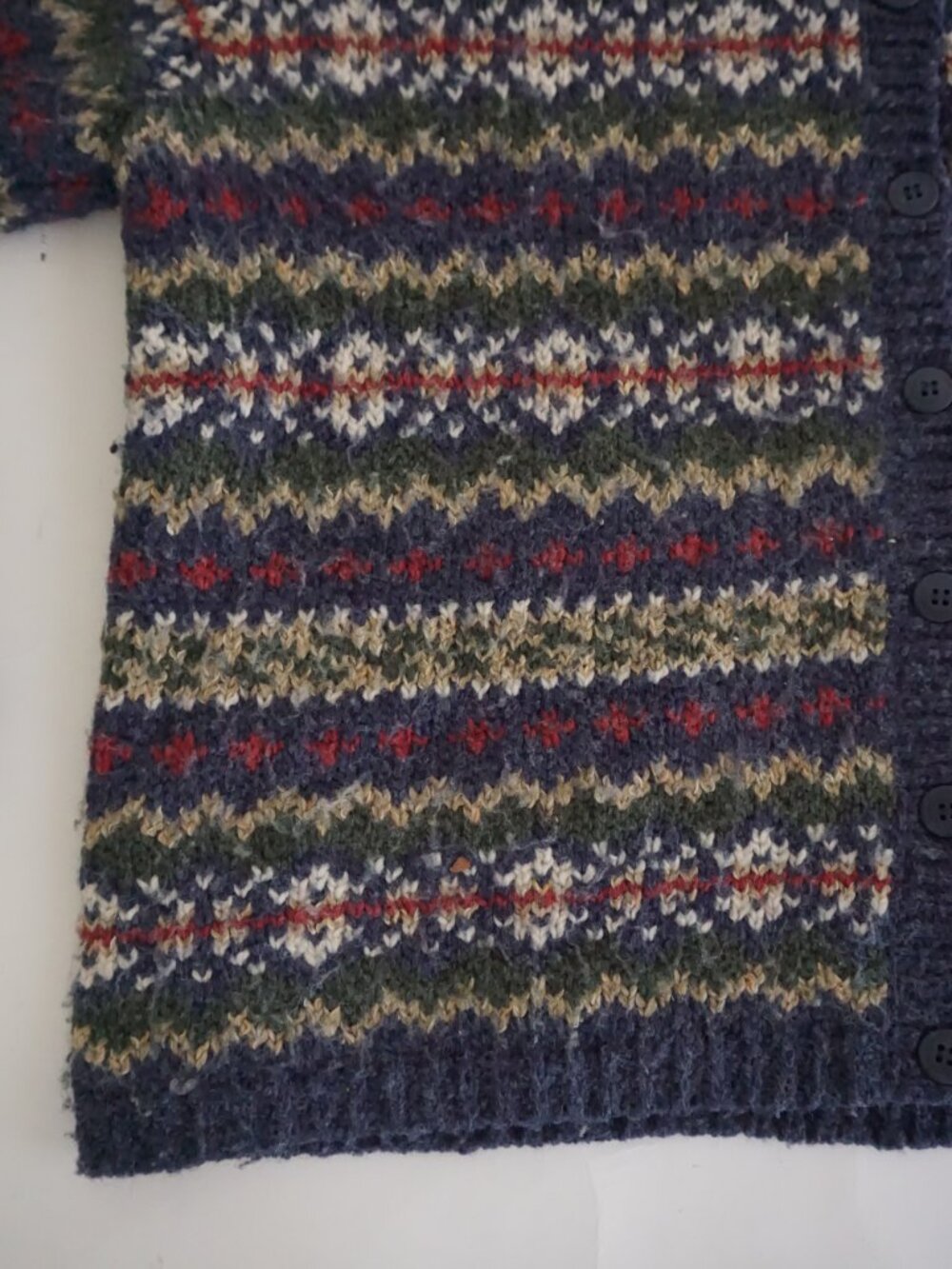 Vintage Croft & Barrow Navy Fair Isle Nordic Button Textured Knit Cardigan L - Picture 7 of 9